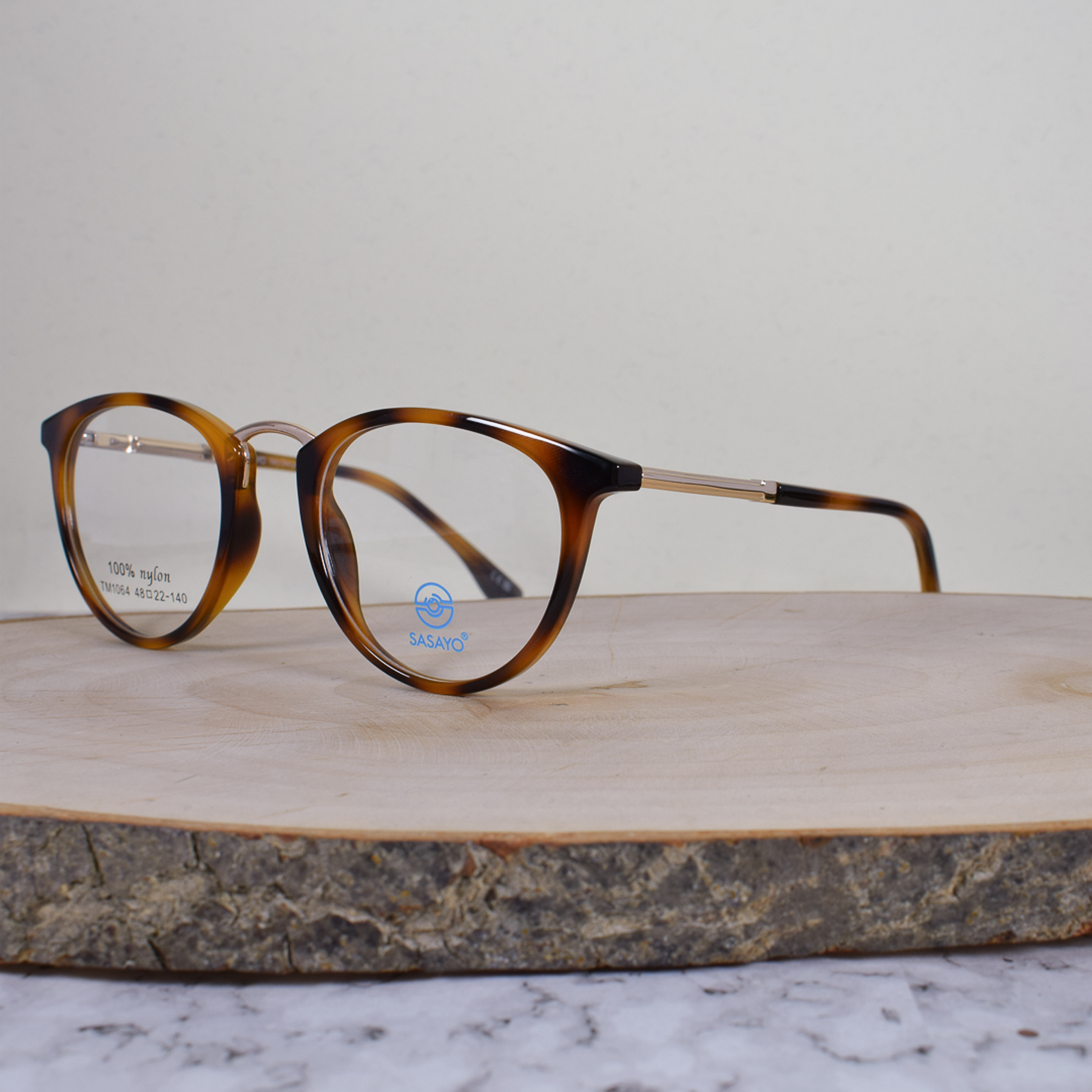 ZEN TM1064 C5 Acetato Ovalada Carey Puente Metálico Dorado Flex Brazo Metálico Dorado Terminal Carey