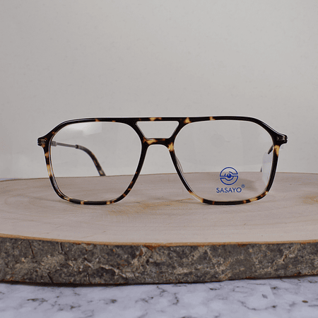 ZEN B2225 C7 Acetato Cuadrada Aviador Doble Puente Carey Flex Brazo Metálico Café Terminal Carey Naranja