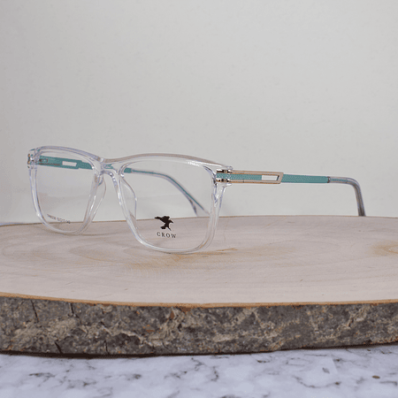 Crow TR80230 C9 Acetato Cuadrada Translúcida Flex Brazo Metálico Ornamentado Dorado Verde Agua Terminal Translúcida