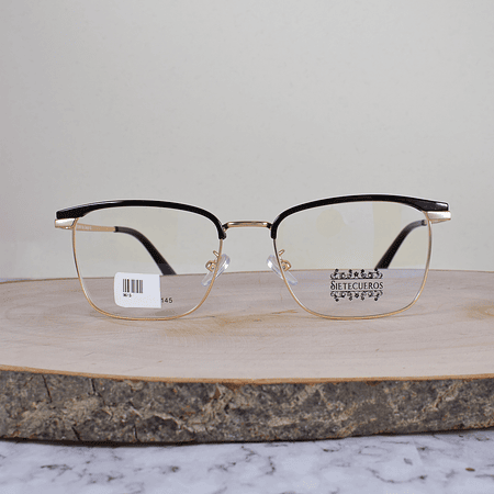 SieteCueros 9513 C1 Metálica Club Master Cuadrada Bicolor Dorado Negro Flex Brazo Metálico Dorado Terminal Negro