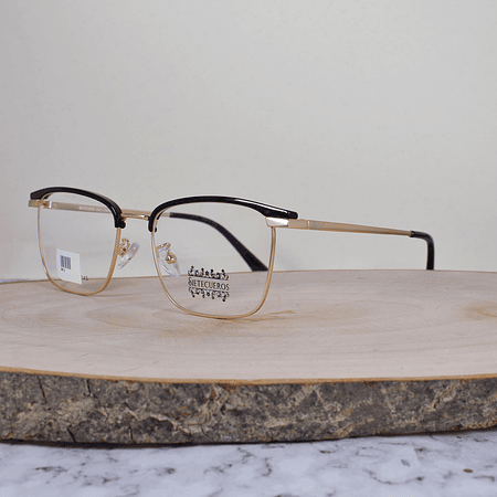 SieteCueros 9513 C1 Metálica Club Master Cuadrada Bicolor Dorado Negro Flex Brazo Metálico Dorado Terminal Negro