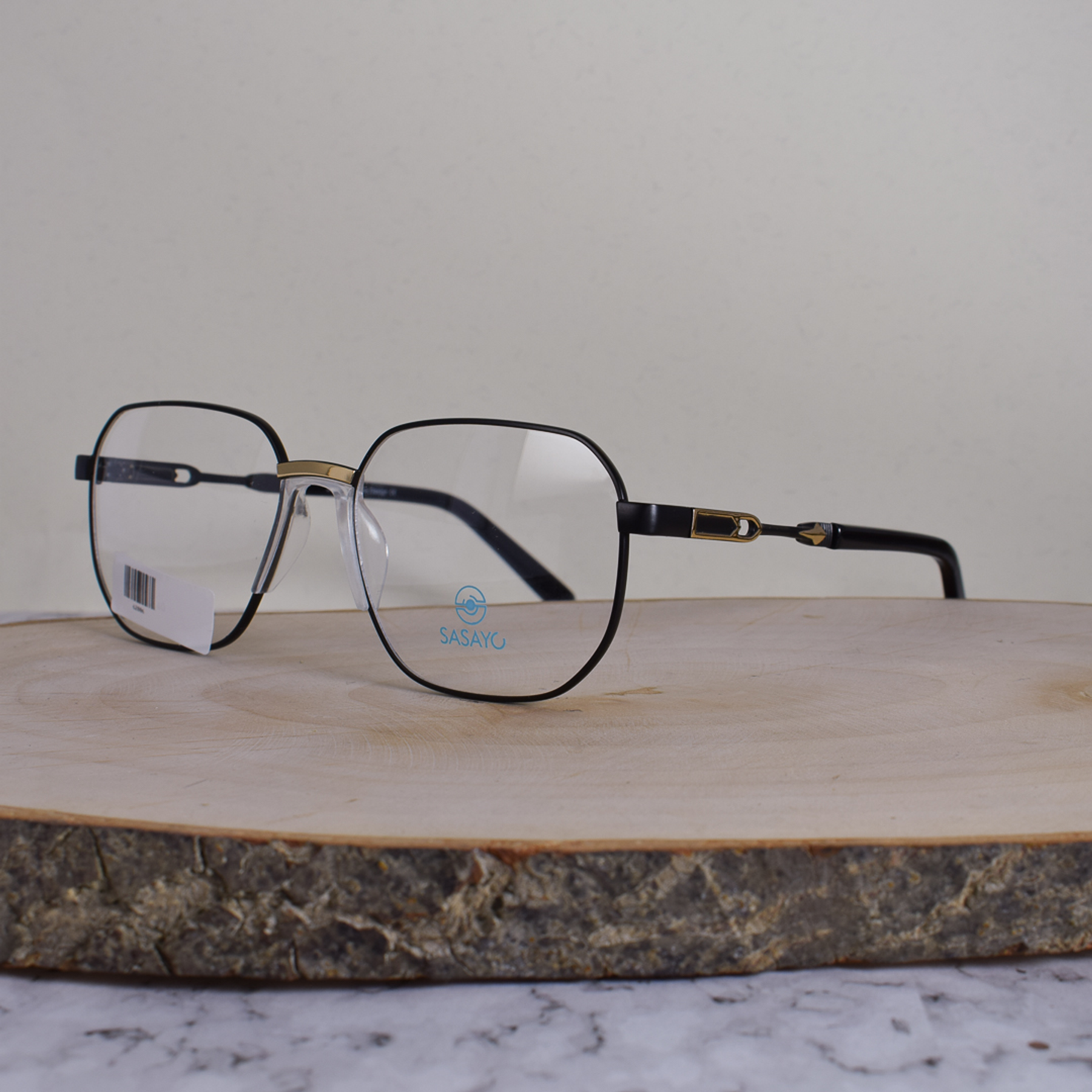 ZEN 62806 C1 Metálica Cuadrada Dorado Negro Flex Brazo Ornamentado Metálico Dorado Terminal Acetato Negro