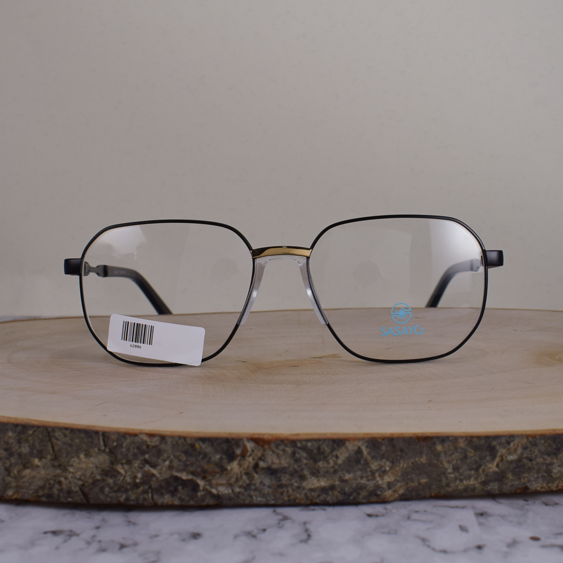 ZEN 62806 C1 Metálica Cuadrada Dorado Negro Flex Brazo Ornamentado Metálico Dorado Terminal Acetato Negro