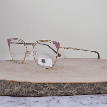 ZEN 95537 C1 Metálica Cuadrada Semi Agatada Oro Rosa Palo Rosa Flex Brazo Metálico Terminal Acetato Palo Rosa