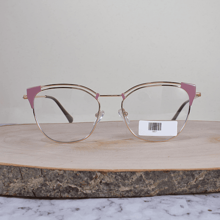 ZEN 95537 C1 Metálica Cuadrada Semi Agatada Oro Rosa Palo Rosa Flex Brazo Metálico Terminal Acetato Palo Rosa