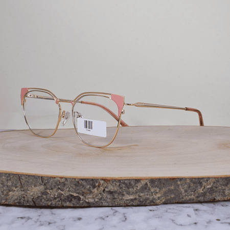 ZEN 991002 C2 Metálica Cuadrada Semi Agatada Oro Rosa Coral Flex Brazo Metálico Terminal Acetato Coral