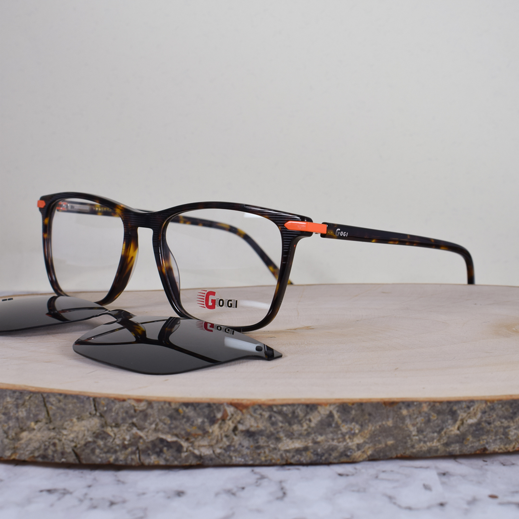 Gogi BC5301 C2 Acetato Cuadrada Sobre-Puesto Carey Naranja Flex