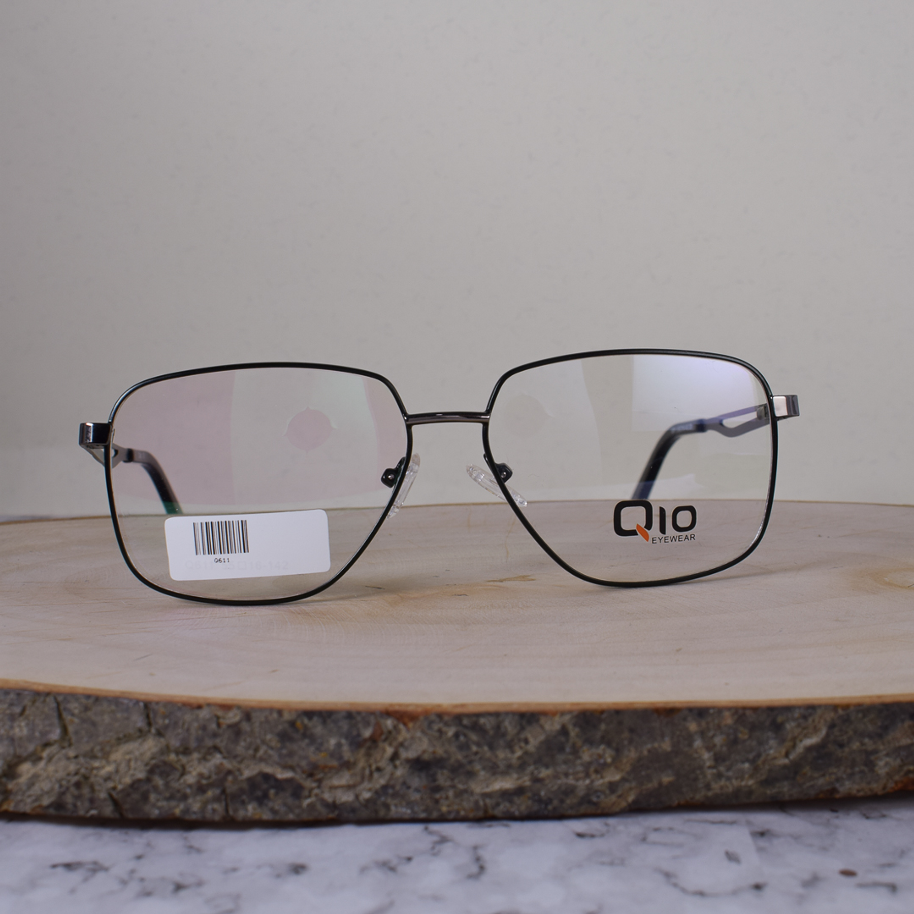 Q10 Q611 C6 Metálica Cuadrada Plateado Verde Flex Brazo Metálico Ornamentado Verde Terminal Negro