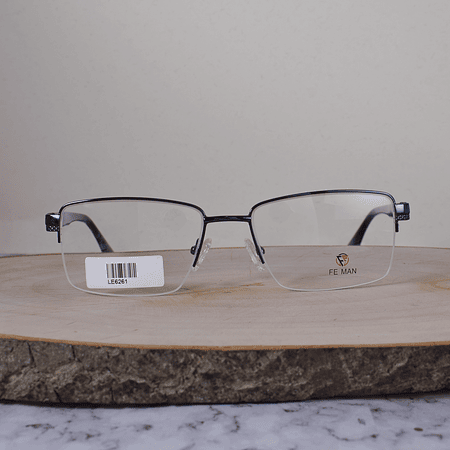 FE Man LE6261 C4 Metálica Cuadrada Al Aire Azul Flex Brazo Acetato Carey Azul Terminal Plateado