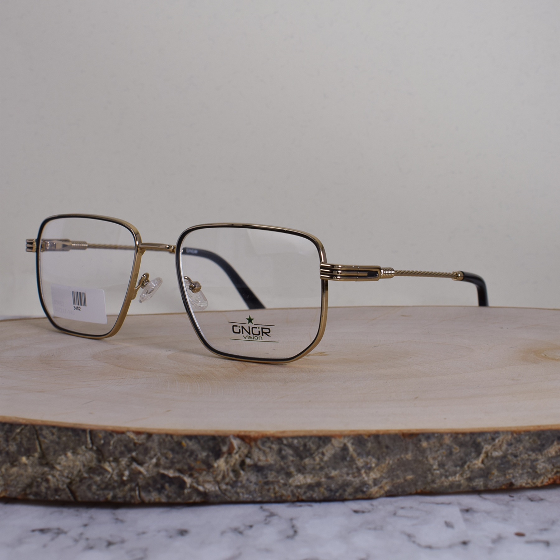 Onor 03462 C3 Metálica Cuadrada Negro Dorado Flex Brazo Detallado Dorado Terminal Negro