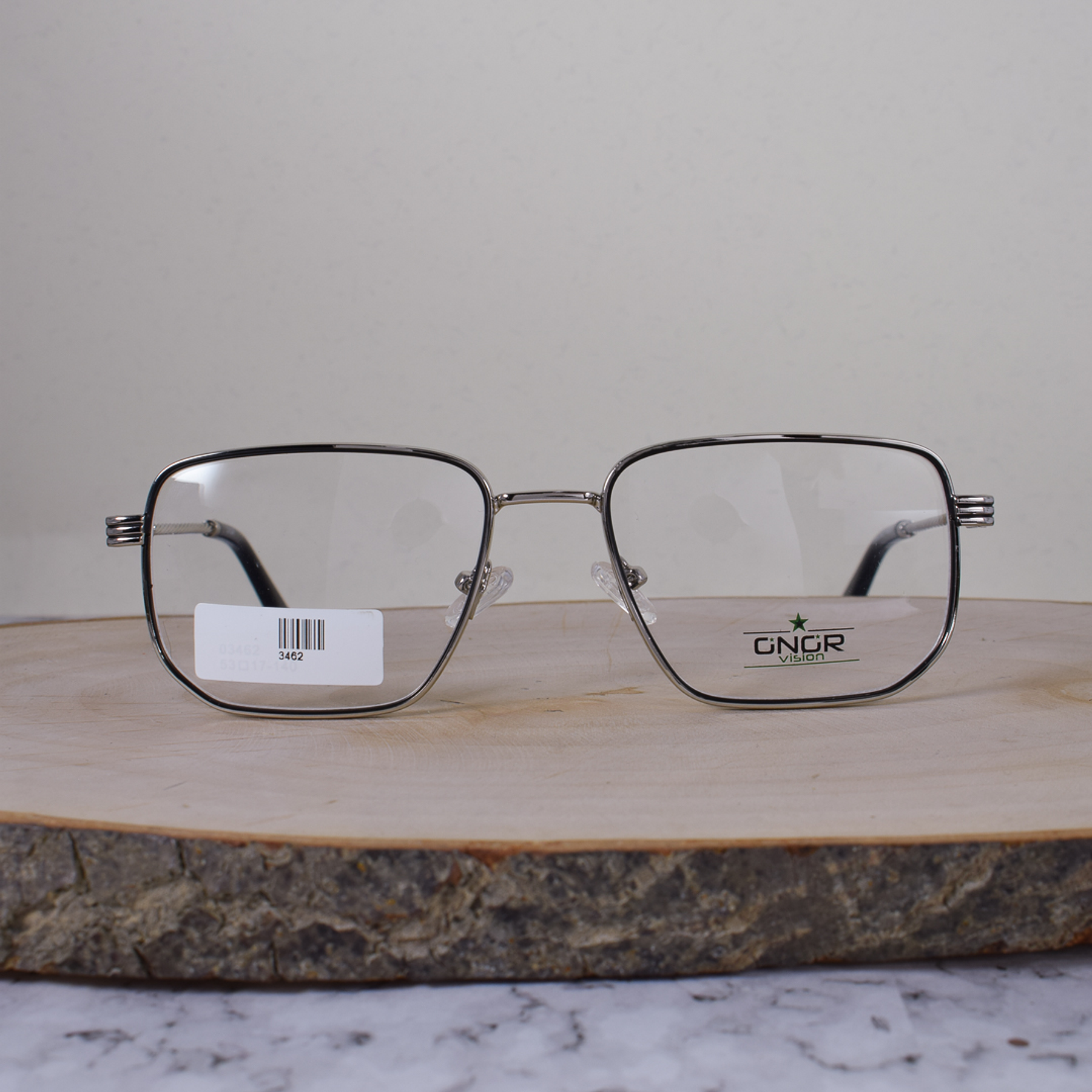 Onor 03462 C9 Metálica Cuadrada Negro Plateado Flex Brazo Detallado Plateado Terminal Negro