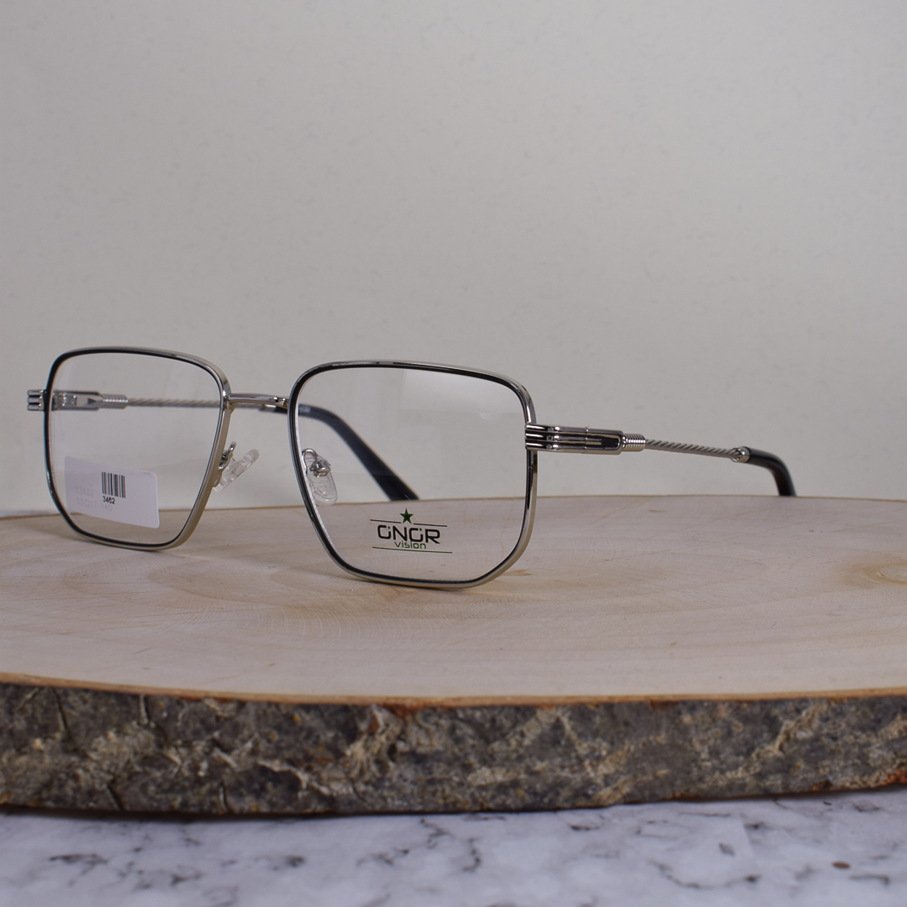 Onor 03462 C9 Metálica Cuadrada Negro Plateado Flex Brazo Detallado Plateado Terminal Negro