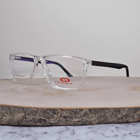 Scudo Sette SC5433 Acetato Cuadrada Semi Ovalada Translúcida Flex Brazo Negro