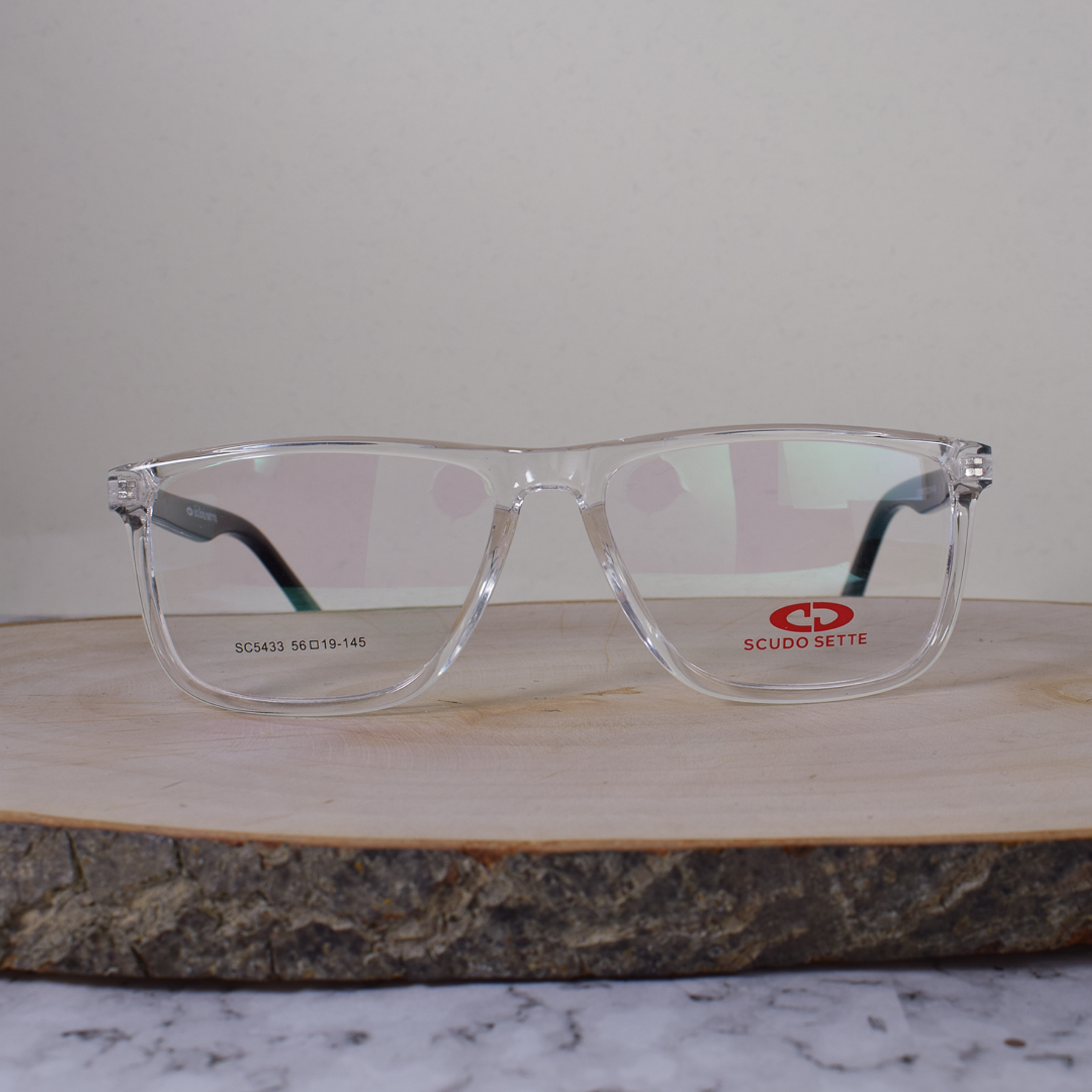 Scudo Sette SC5433 Acetato Cuadrada Semi Ovalada Translúcida Flex Brazo Negro