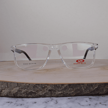 Scudo Sette SC5433 Acetato Cuadrada Semi Ovalada Translúcida Flex Brazo Negro