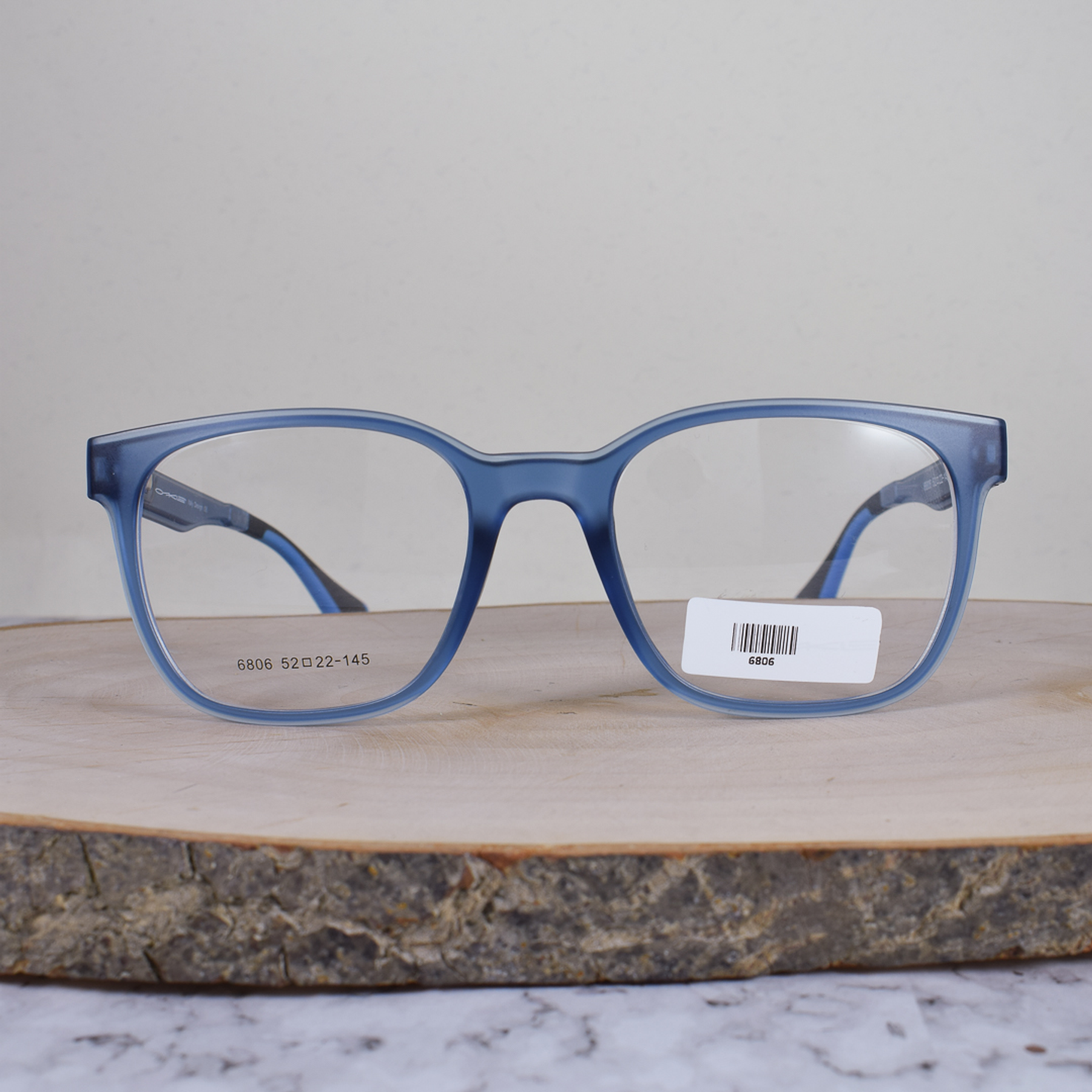 Oakle 6806 C6 TR90 Cuadrada Semi Ovalada Azul Semi Translúcido Flex Brazo TR90 Terminal Negro Azul