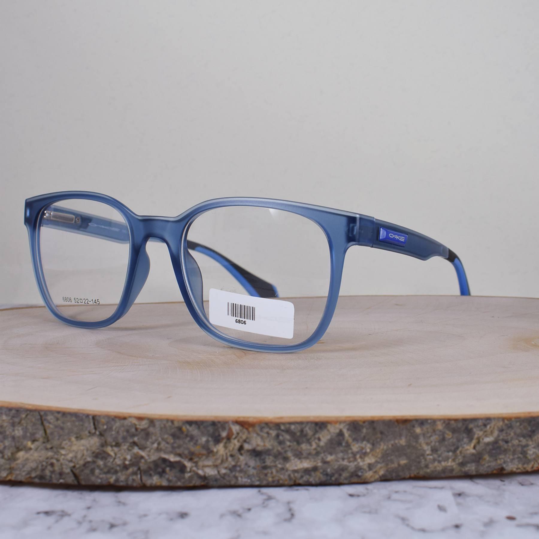 Oakle 6806 C6 TR90 Cuadrada Semi Ovalada Azul Semi Translúcido Flex Brazo TR90 Terminal Negro Azul