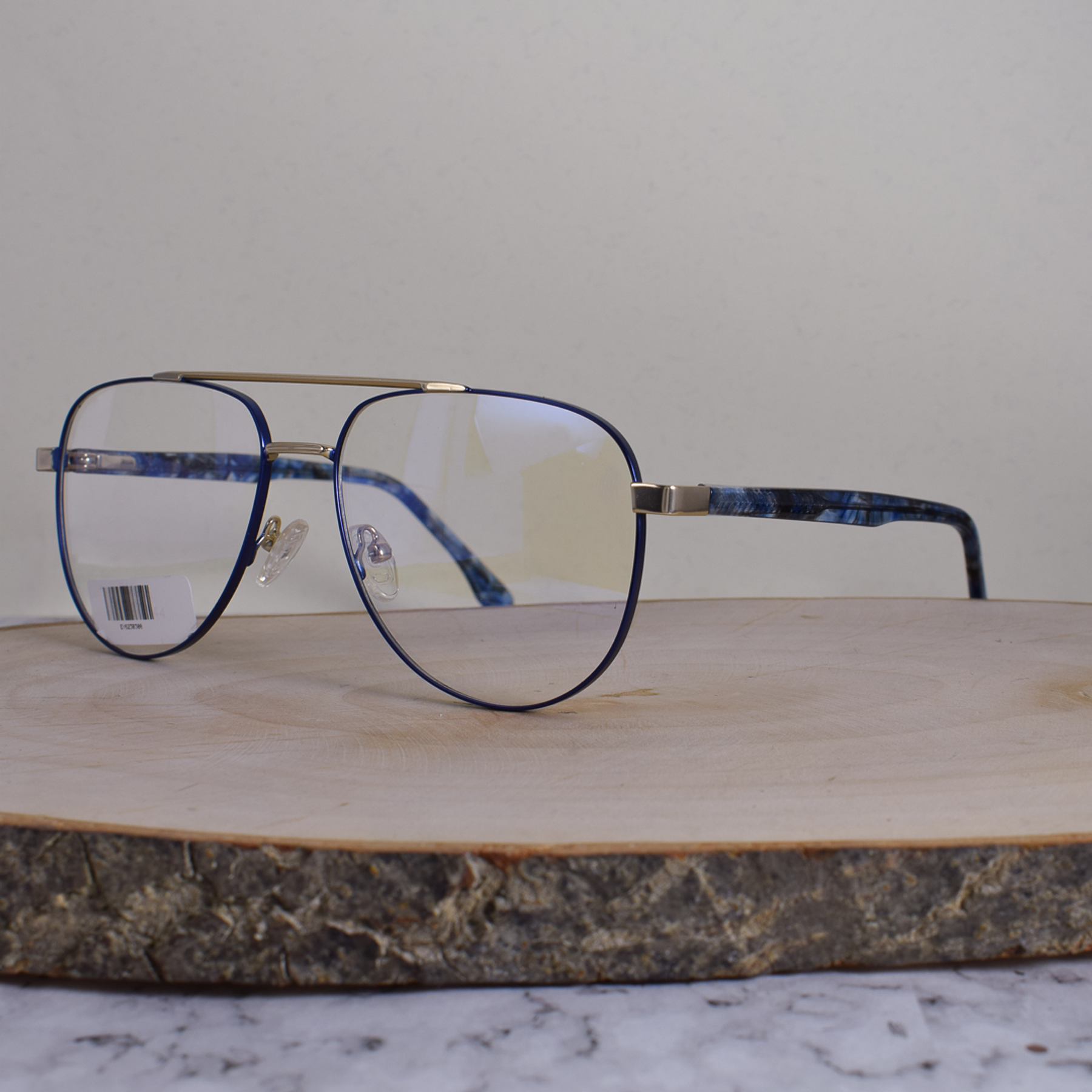 ZEN SM965 Metálica Aviador Doble Puente Dorado Azul Flex Brazo Carey Azul