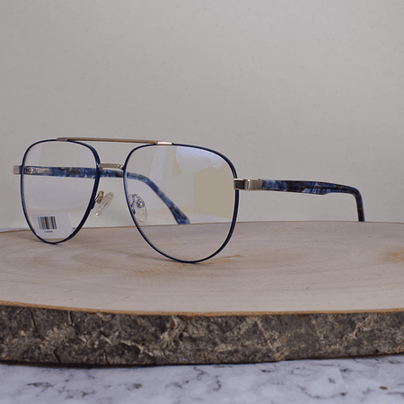 ZEN SM965 Metálica Aviador Doble Puente Dorado Azul Flex Brazo Carey Azul