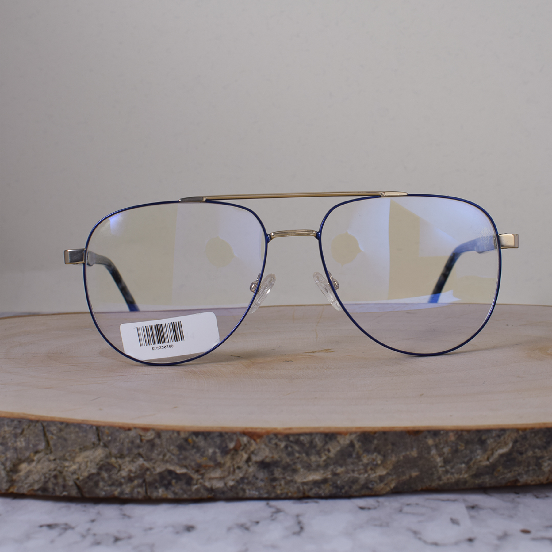 ZEN SM965 Metálica Aviador Doble Puente Dorado Azul Flex Brazo Carey Azul