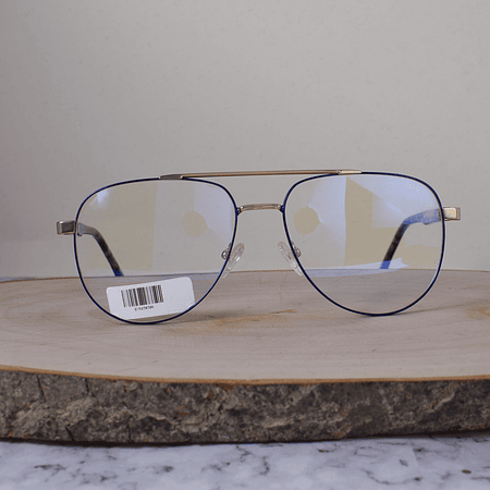 ZEN SM965 Metálica Aviador Doble Puente Dorado Azul Flex Brazo Carey Azul