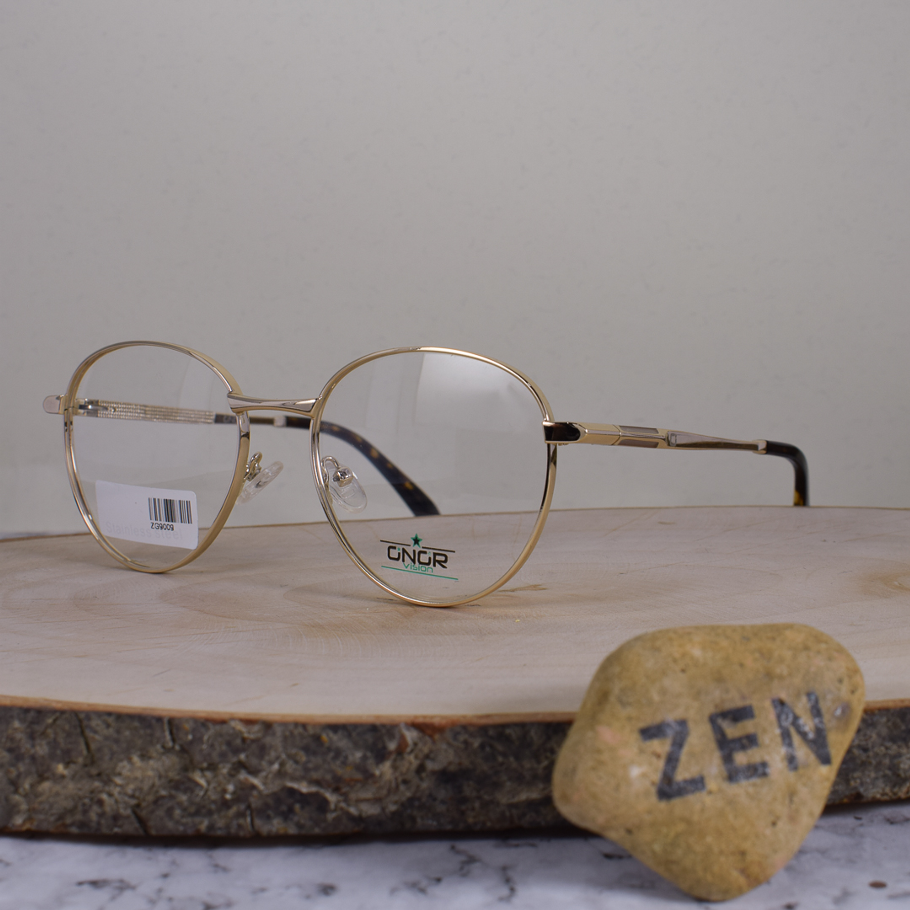 Onor ZG9009 C3 Metálica Redonda Dorada Flex Brazo Dorado Terminal Acetato Carey