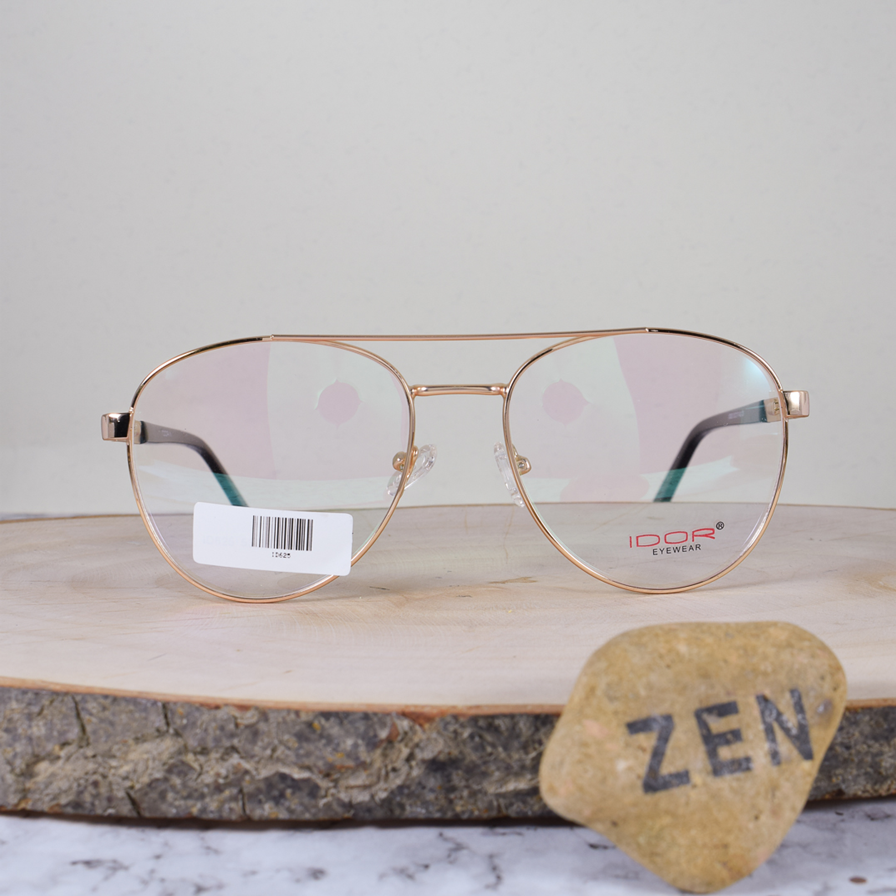 Idor ID625 C5 Metálica Ovalada Aviador Doble Puente Dorada Flex Brazo Metálico Detallado Dorado Terminal Café