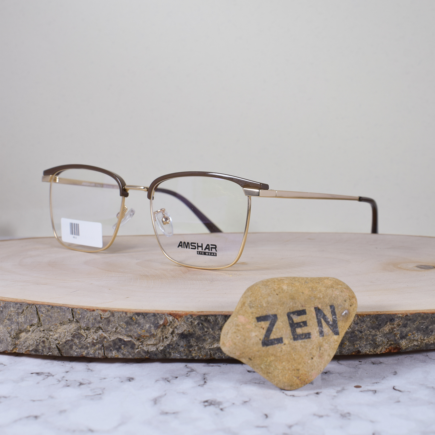 Amshar 9513 C9 Metálica Acetato Cuadrada Dorada Café Brazo Dorado Terminal Acetato Café