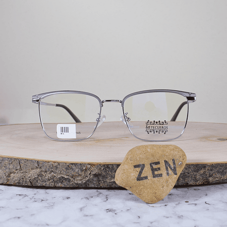 SieteCueros 9513 C12 Metálica Cuadrada Acetato Plateado Gris Semi Translúcido Brazo Metálico Plateado Terminal Acetato Gris Semi Translúcido