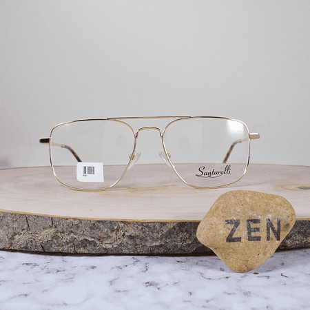 Santarelli 8701 C1 Metálica Cuadrada Aviador Doble Puente Dorada Flex Brazo Metálico Terminal Acetato Carey