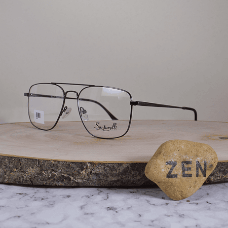 Santarelli 8701 C3 Metálica Cuadrada Aviador Doble Puente Gris Oscuro Flex Brazo Metálico Terminal Acetato Negro