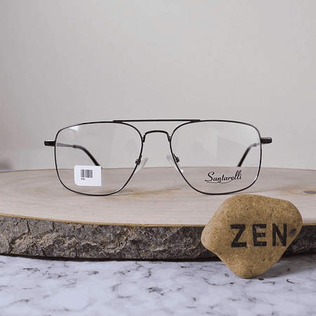 Santarelli 8701 C3 Metálica Cuadrada Aviador Doble Puente Gris Oscuro Flex Brazo Metálico Terminal Acetato Negro