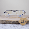 ZEN M100 C2 Metálica Cuadrada Aviador Doble Puente Dorada Azul Flex Brazo Acetato Semi Translúcido Azul