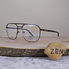 ZEN M100 C6 Metálica Cuadrada Aviador Doble Puente Gris Oscuro Flex Brazo Acetato Gris Verde Terminal Verde