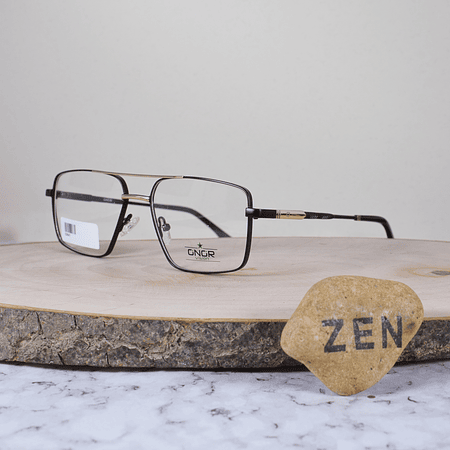 Onor 62847 C1 Metálica Cuadrada Doble Puente Dorado Negro Flex Brazo Metálico Detallado Negro Dorado Terminal Acetato Negro