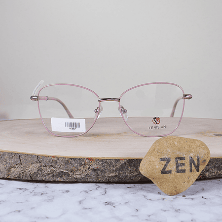 FE Vision FE857 Metálica Ovalada Semi Agatada Rosa Flex Brazo Metálico Detallado Rosa Terminal Acetato Rosa