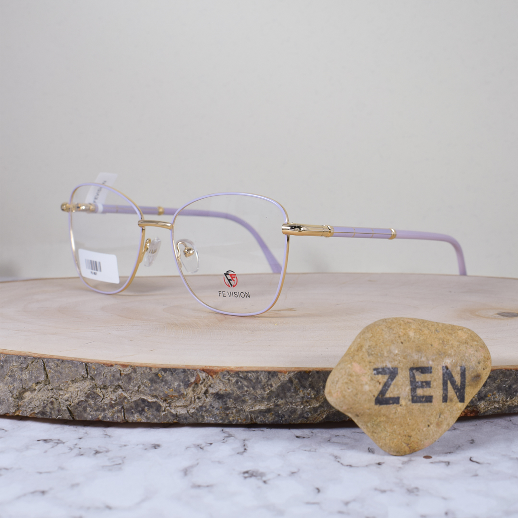 FE Vision FE857 Metálica Ovalada Semi Agatada Dorado Lila Flex Brazo Metálico Detallado Terminal Acetato Lila