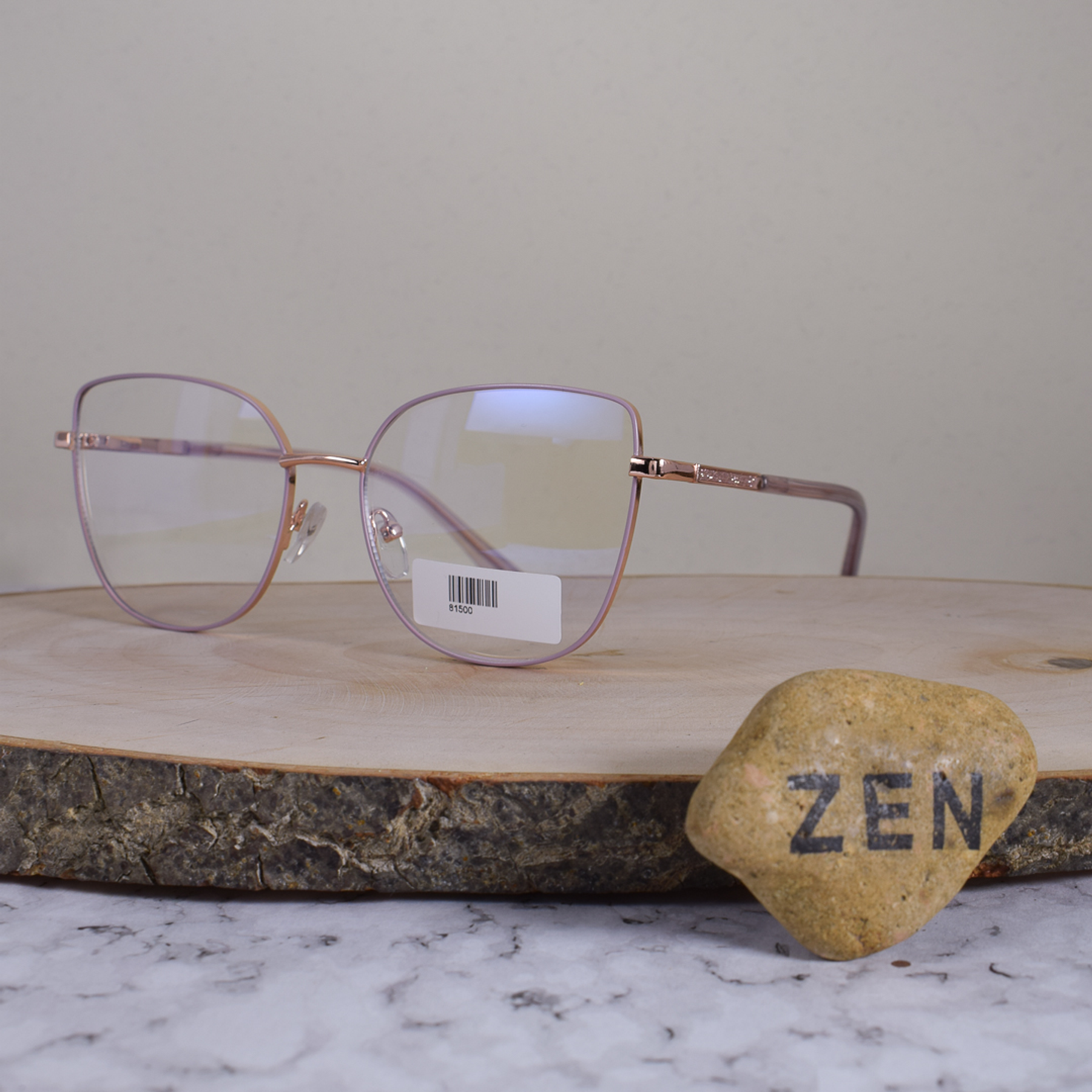 ZEN 81500 C8 Metálica Agatada Dorada Lila Flex Brazo Detallado Escarchado Rosa Terminal Rosa Translúcido