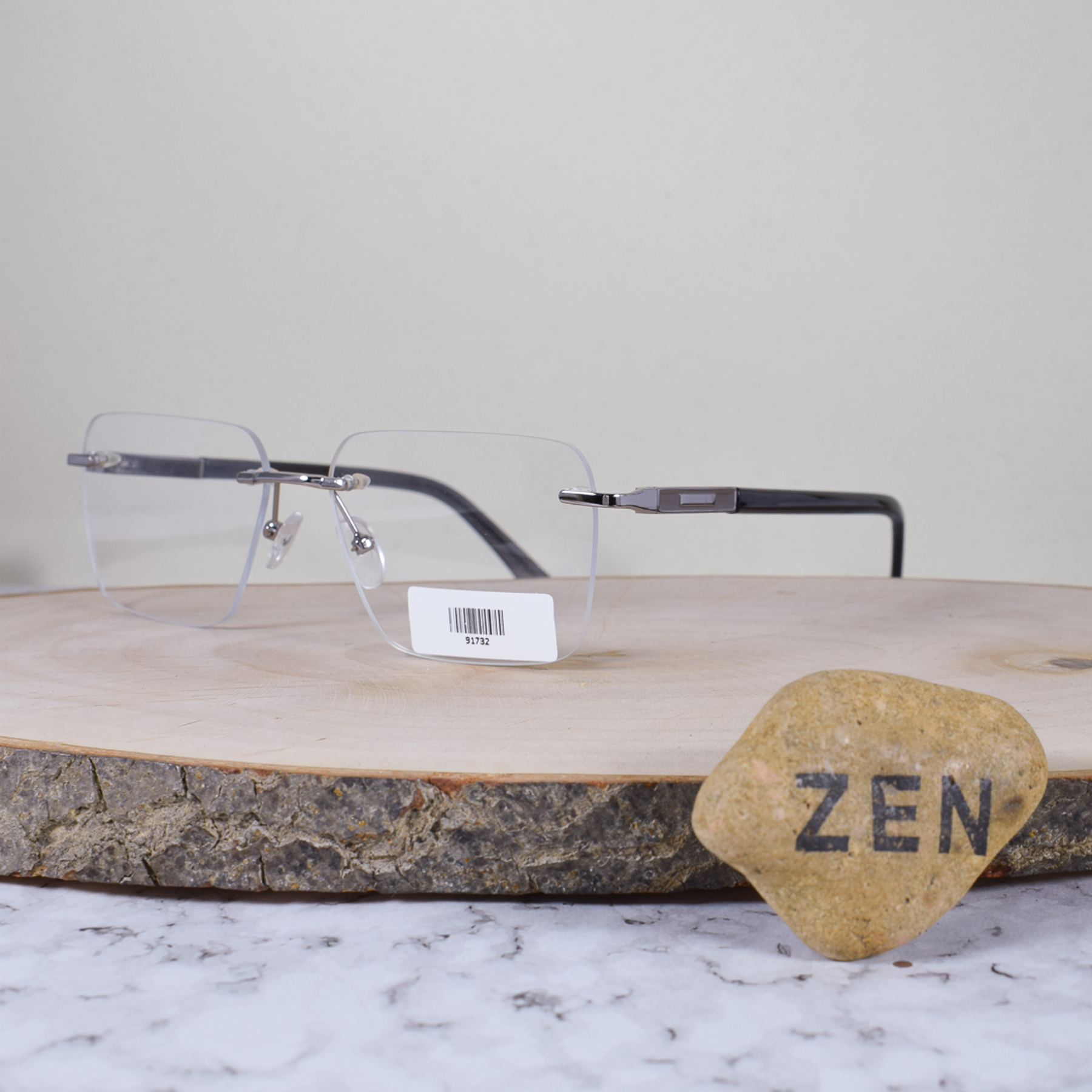 ZEN 91732 C2 Metálica 3 Piezas Plateado Flex Brazo Metálico Plateado Terminal Acetato Gris Semi Translúcido