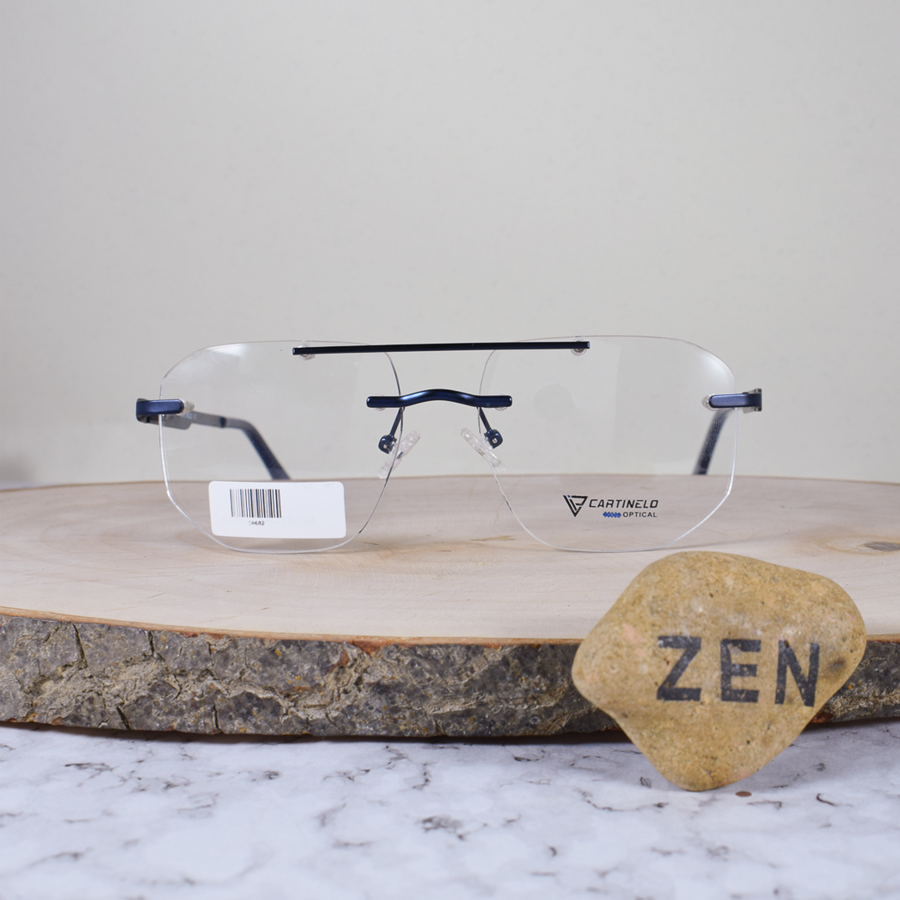 Cartinelo Optical CA602 C4 Metálica Cuadrada Aviador Doble Puente 3 Piezas Azul Flex Brazo Metálico Detallado Azul Terminal Acetato Azul