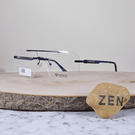 Cartinelo Optical CA602 C4 Metálica Cuadrada Aviador Doble Puente 3 Piezas Azul Flex Brazo Metálico Detallado Azul Terminal Acetato Azul