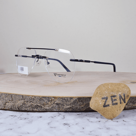 Cartinelo Optical CA601 C4 Metálica Ovalada Aviador Doble Puente 3 Piezas Azul Flex Brazo Metálico Detallado Azul Terminal Acetato Azul