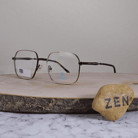 ZEN 62843 C6 Metálica Cuadrada Dorado Café Flex Brazo Metalico Detallado Dorado Café Terminal Acetato Carey