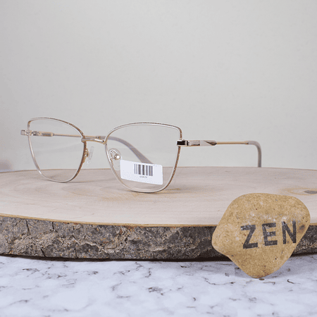 Essential ES007 C2 Metálica Agatada Semi Ovalada Oro Rosa Beige Aro Escarchado Rosa Flex Brazo Metálico Oro Rosa Beige Terminal Acetato Rosa