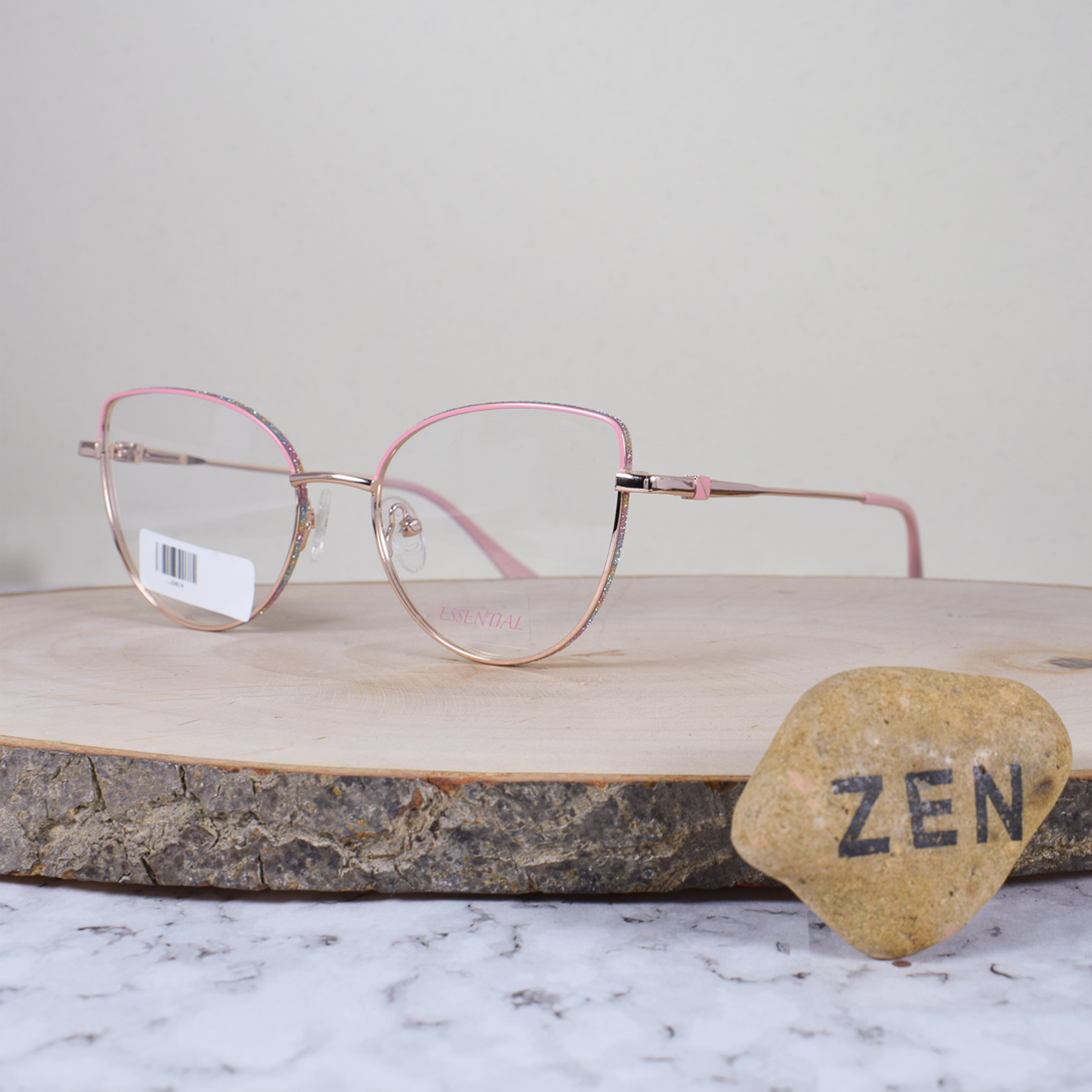 Essential ES002 C1 Metálica Agatada Semi Ovalada Dorado Rosa Aro Escarchado Colores Varios Flex Brazo Metálico Dorado Terminal Acetato Rosa