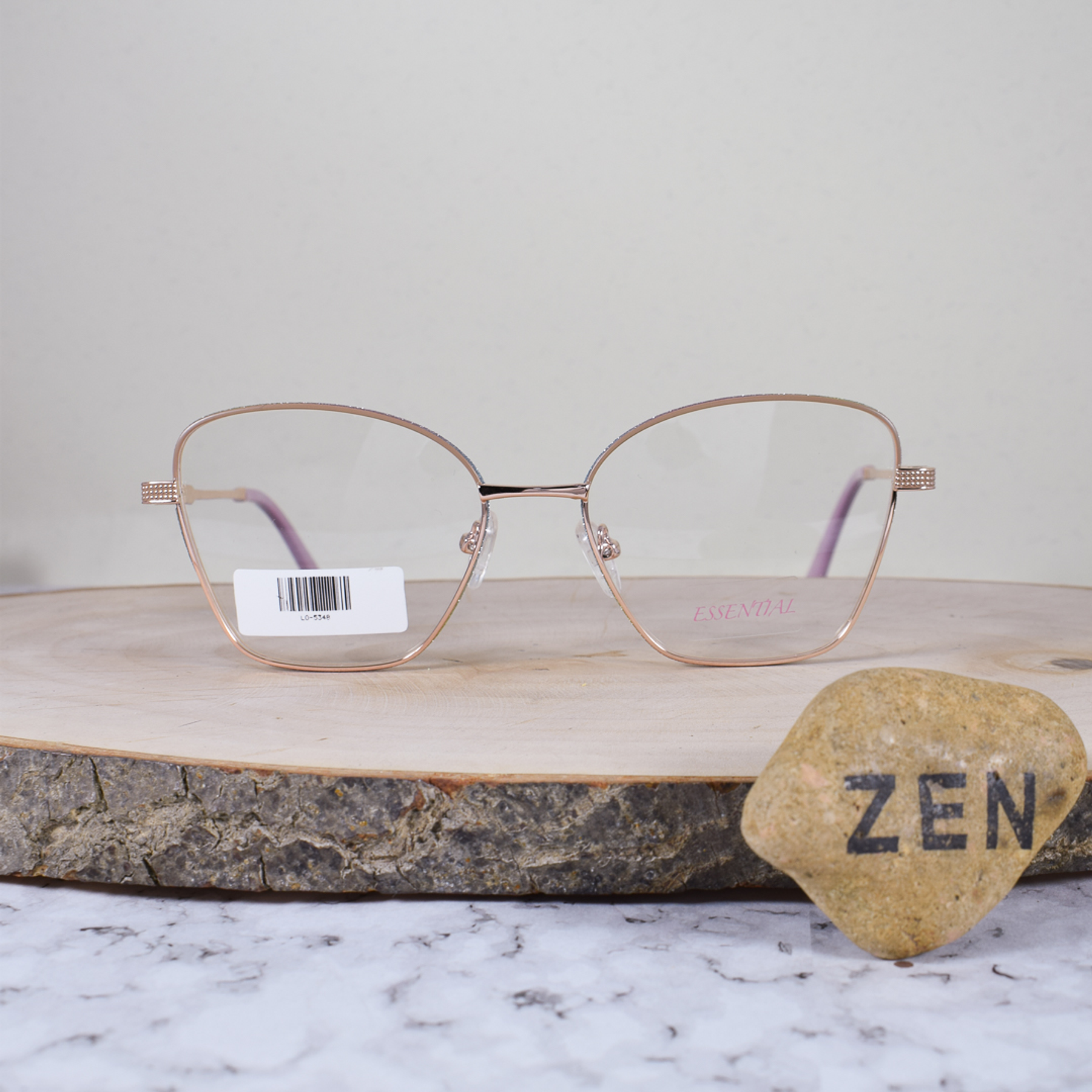 Essential ES009 C3 Metálica Agatada Semi Cuadrada Dorado Café Aro Escarchado Colores Varios Flex Brazo Metálico Detallado Dorado Terminal Acetato Rosa