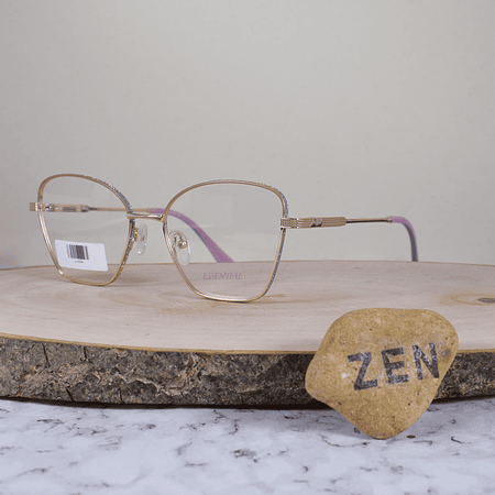 Essential ES009 C3 Metálica Agatada Semi Cuadrada Dorado Café Aro Escarchado Colores Varios Flex Brazo Metálico Detallado Dorado Terminal Acetato Rosa