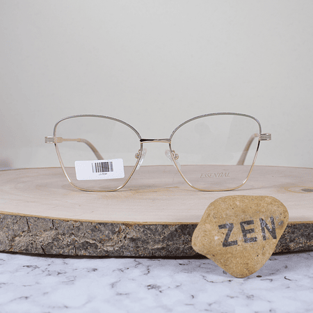 Essential ES009 C4 Metálica Agatada Semi Cuadrada Dorado Verde Aro Escarchado Plateado Flex Brazo Metálico Detallado Dorado Terminal Acetato Beige