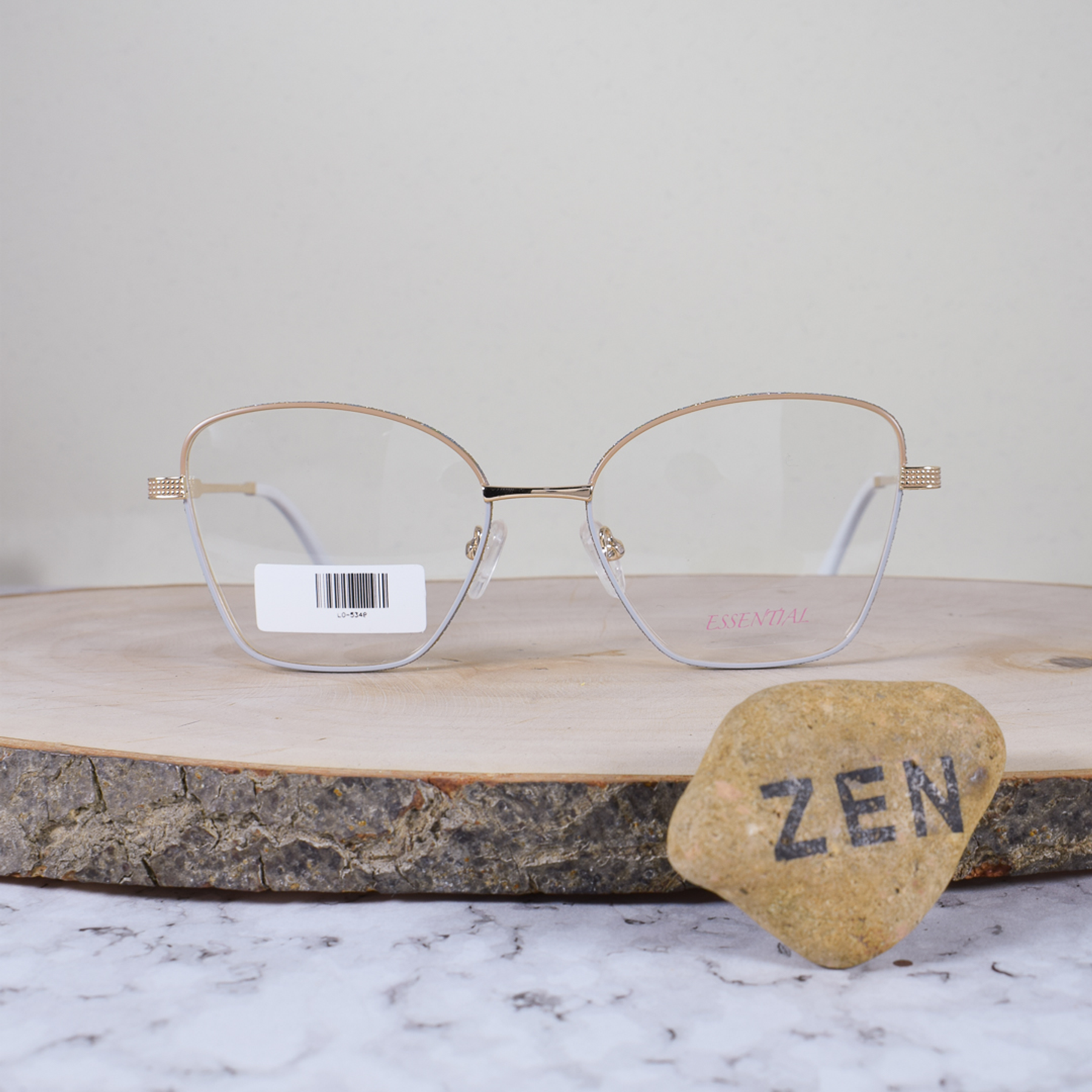 Essential ES009 C6 Metálica Agatada Semi Cuadrada Dorado Gris Café Aro Escarchado Colores Varios Flex Brazo Metálico Detallado Dorado Terminal Acetato Blanco