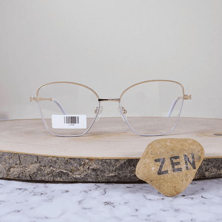 Essential ES009 C6 Metálica Agatada Semi Cuadrada Dorado Gris Café Aro Escarchado Colores Varios Flex Brazo Metálico Detallado Dorado Terminal Acetato Blanco